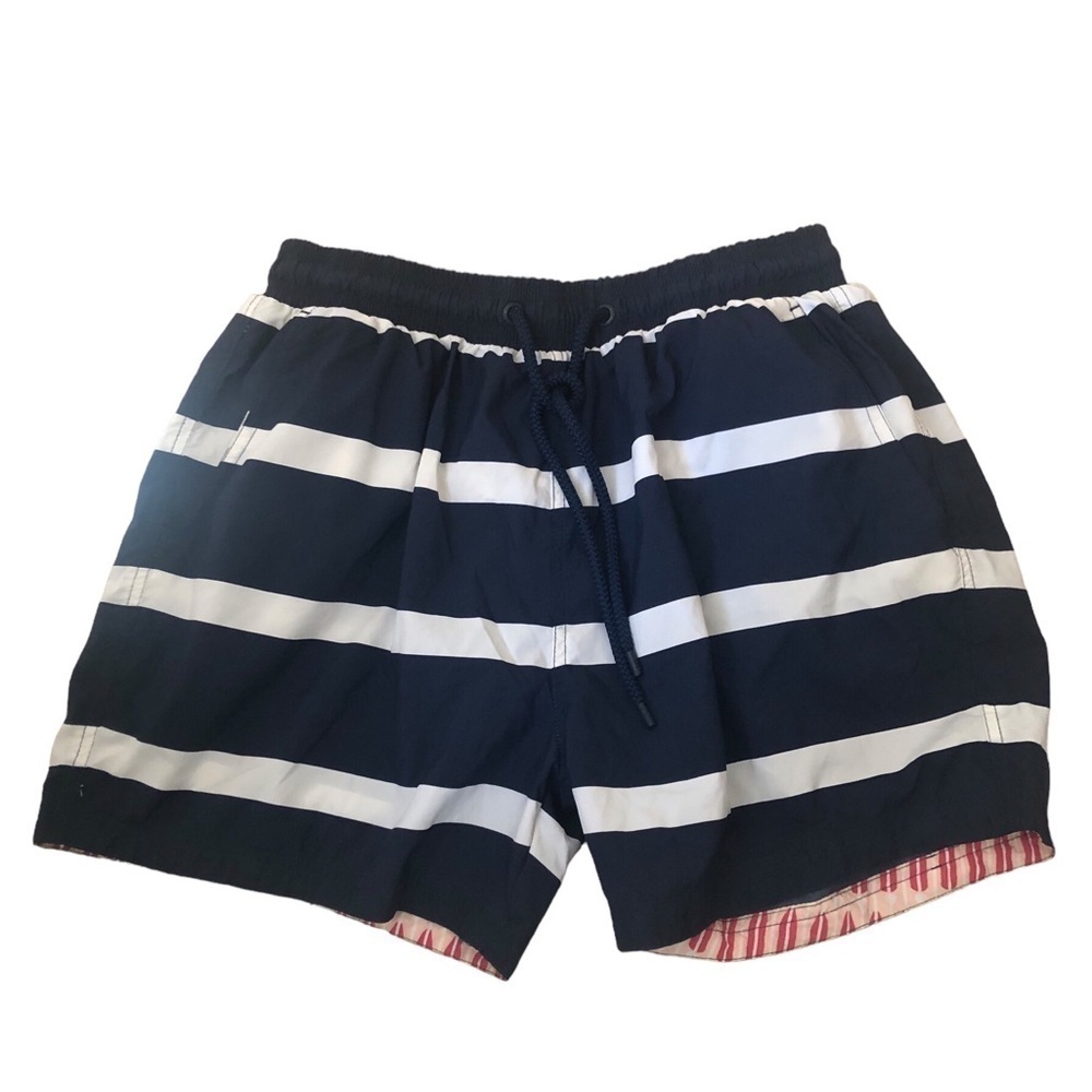 The Rocks Push Balmoral Mid Length Navy Stripe Board Shorts Sz 36 Beach To Bar